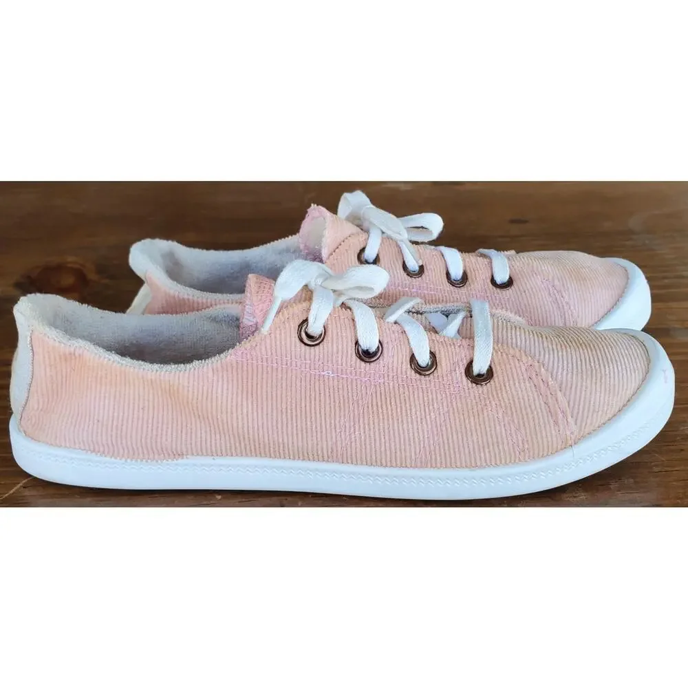 US Sports Pink Corduroy Casual Slip-on Sneakers Women's Size 6.5